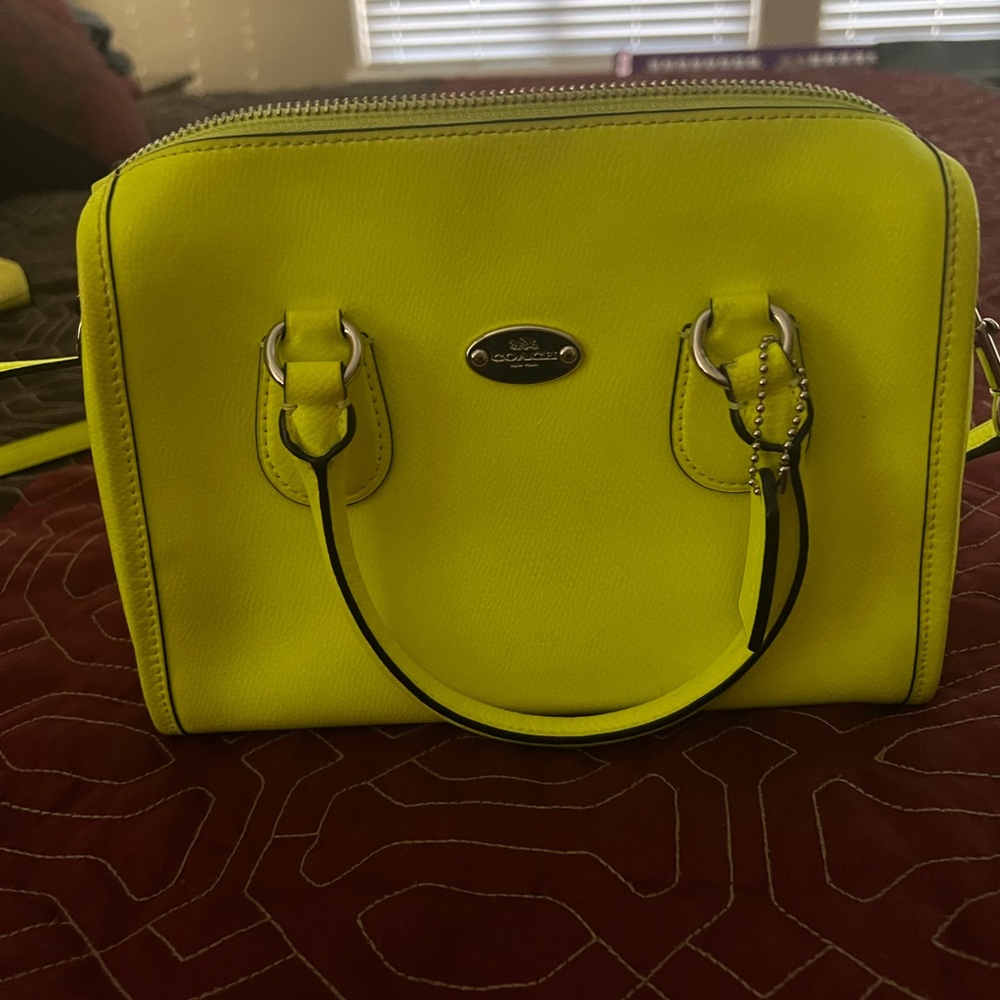 Coach slime green/yellow handbag